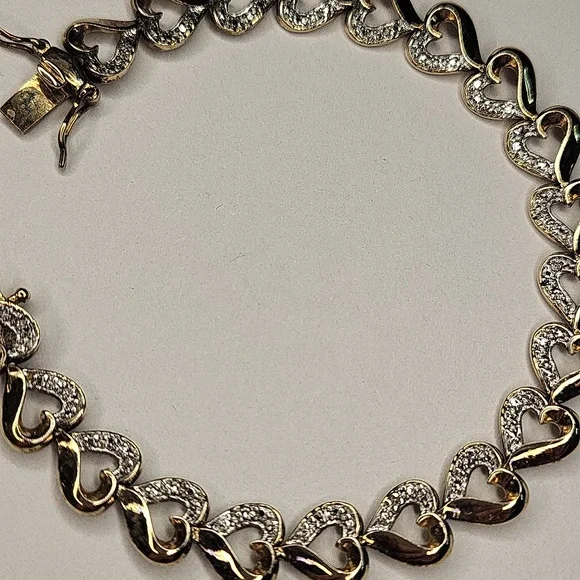 Gold and Sterling Silver Heart Bracelet - Picture 5 of 5